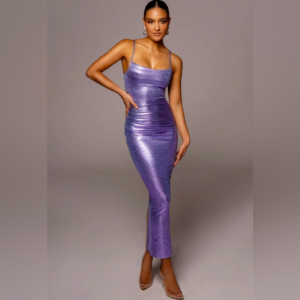 PURPLE RUBI COWL NECK COCKTAIL DRESS